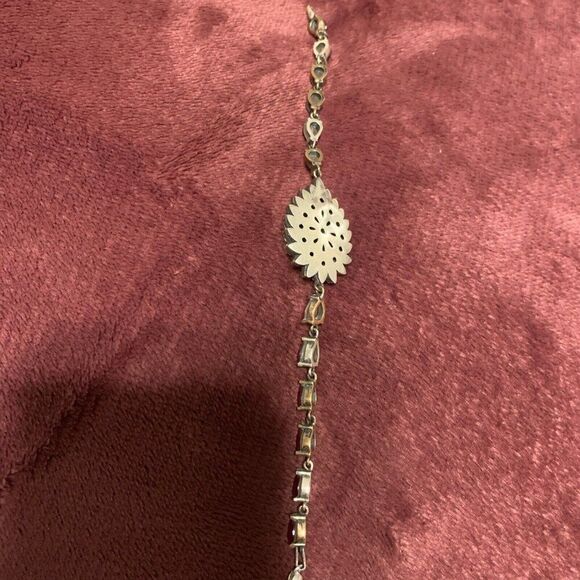 Womens Persian Style Gem Rhinestone Red Green Silver Bracelet - Picture 8 of 9